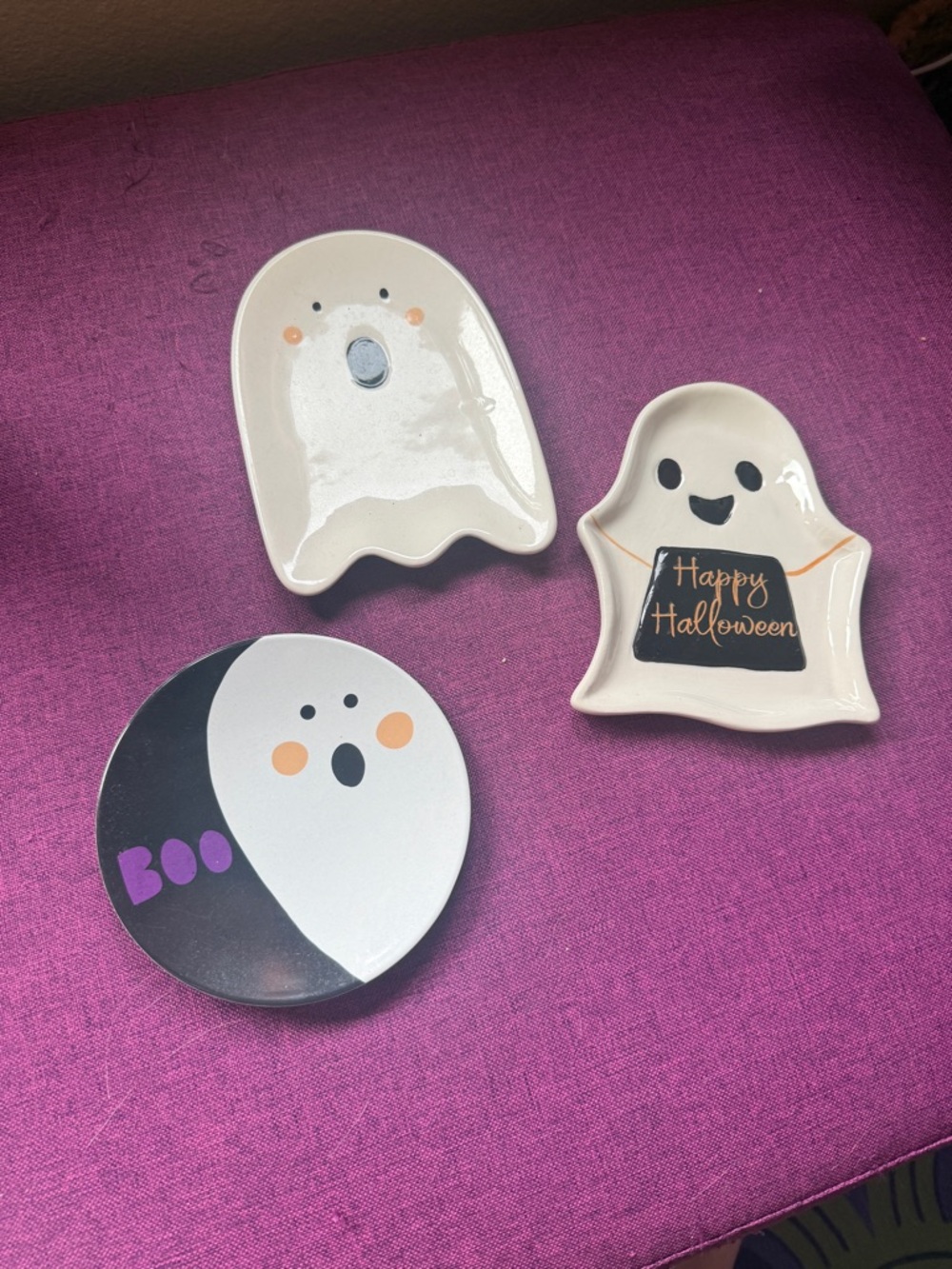 Halloween Ghost Trinket Dish Set - White Ghost Accent